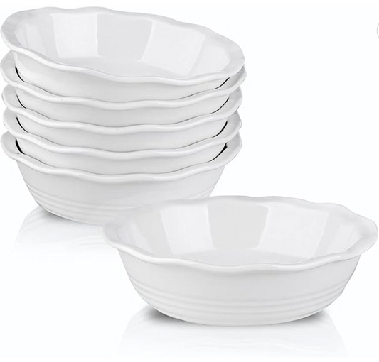 KOOV Ceramic Pie Dish, 6.5 Inches Pie Pan (White)