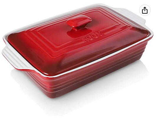 KOOV Ceramic Casserole Dish with Lid (Gradient Red)