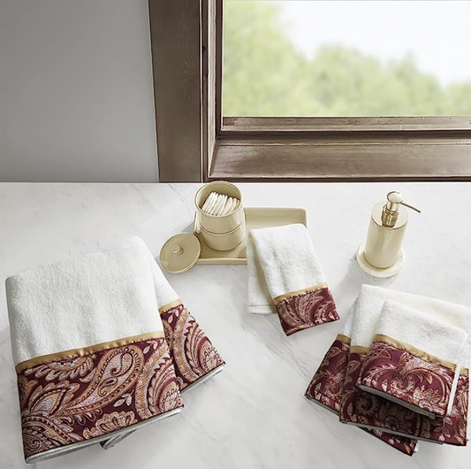 Madison Park Aubrey 100% Cotton Luxurious Bath Towel Set (Burgundy)