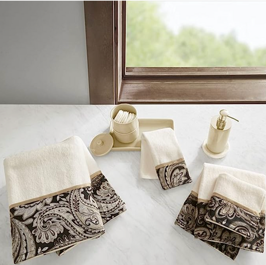 Madison Park Aubrey 100% Cotton Luxurious Bath Towel Set (Black)