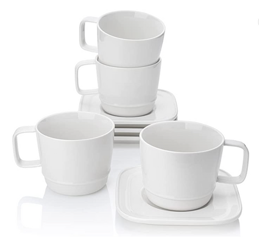 Sweese 251.401 Porcelain Tea Cups and Saucers