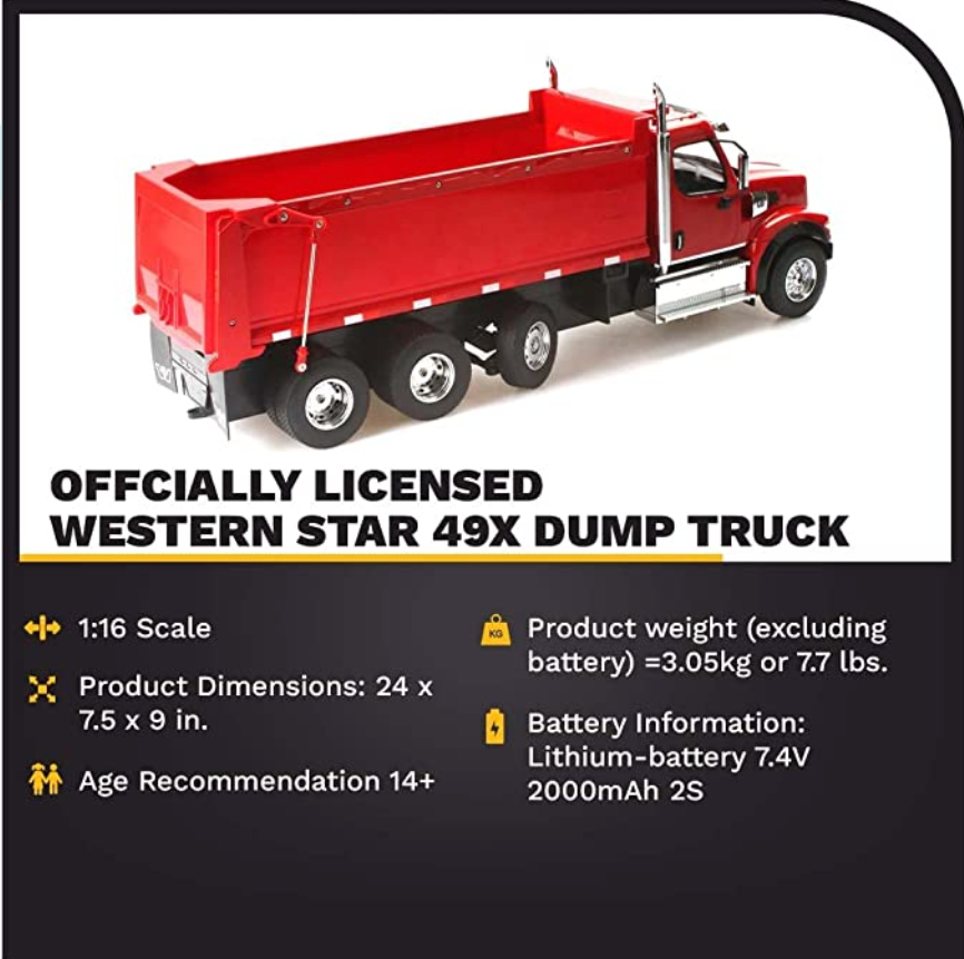 DM RC Truck Western Star 49X RC Dump Truck Fully Functional RC 1:16 27007