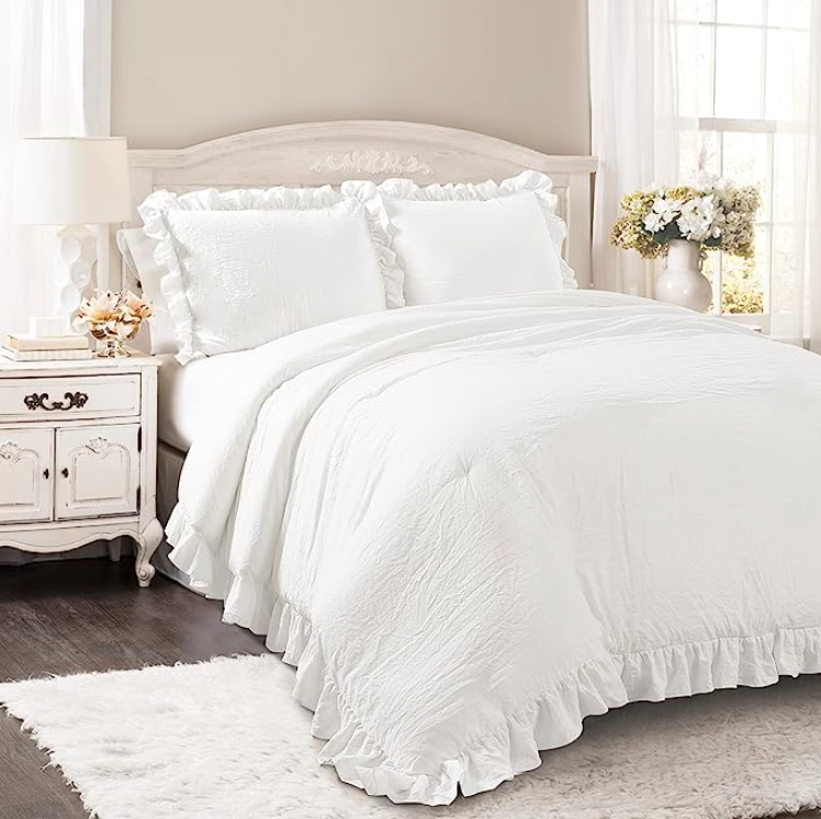 Lush Decor Reyna 3-Piece Ruffled Comforter Bedding Set