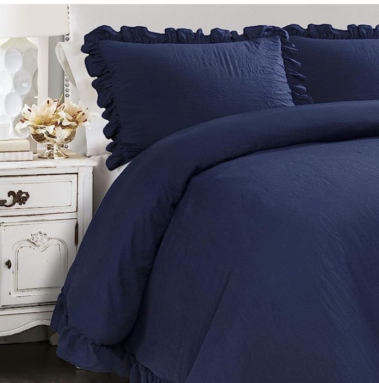 Lush Decor Reyna 3-Piece Ruffled Comforter Bedding Set