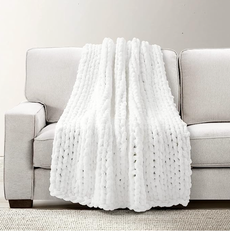 Lush Decor Hygge Ultra Soft Cozy Chenille Chunky Knit Throw Blanket