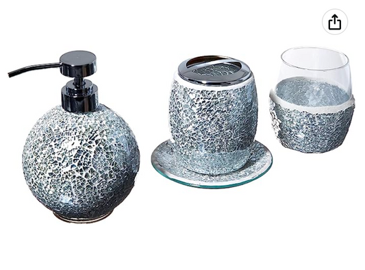 Madison Park Mosaic Bathroom Accessories Set (Silver)