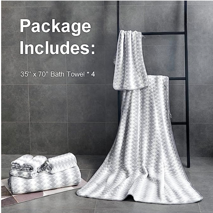 Maggea Bath Towel Set Gray 4Pack-35x70 Towel