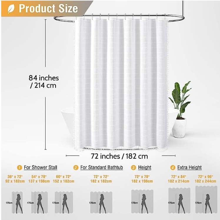 BTTN Extra Long Shower Curtain