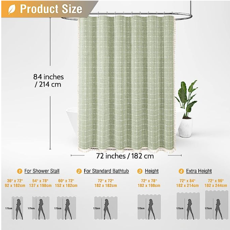 BTTN Extra Long Shower Curtain