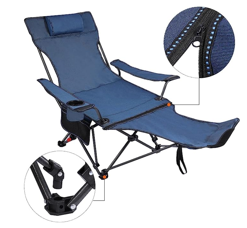 REDCAMP Camping Chair with Removable Footrest 2 Pack