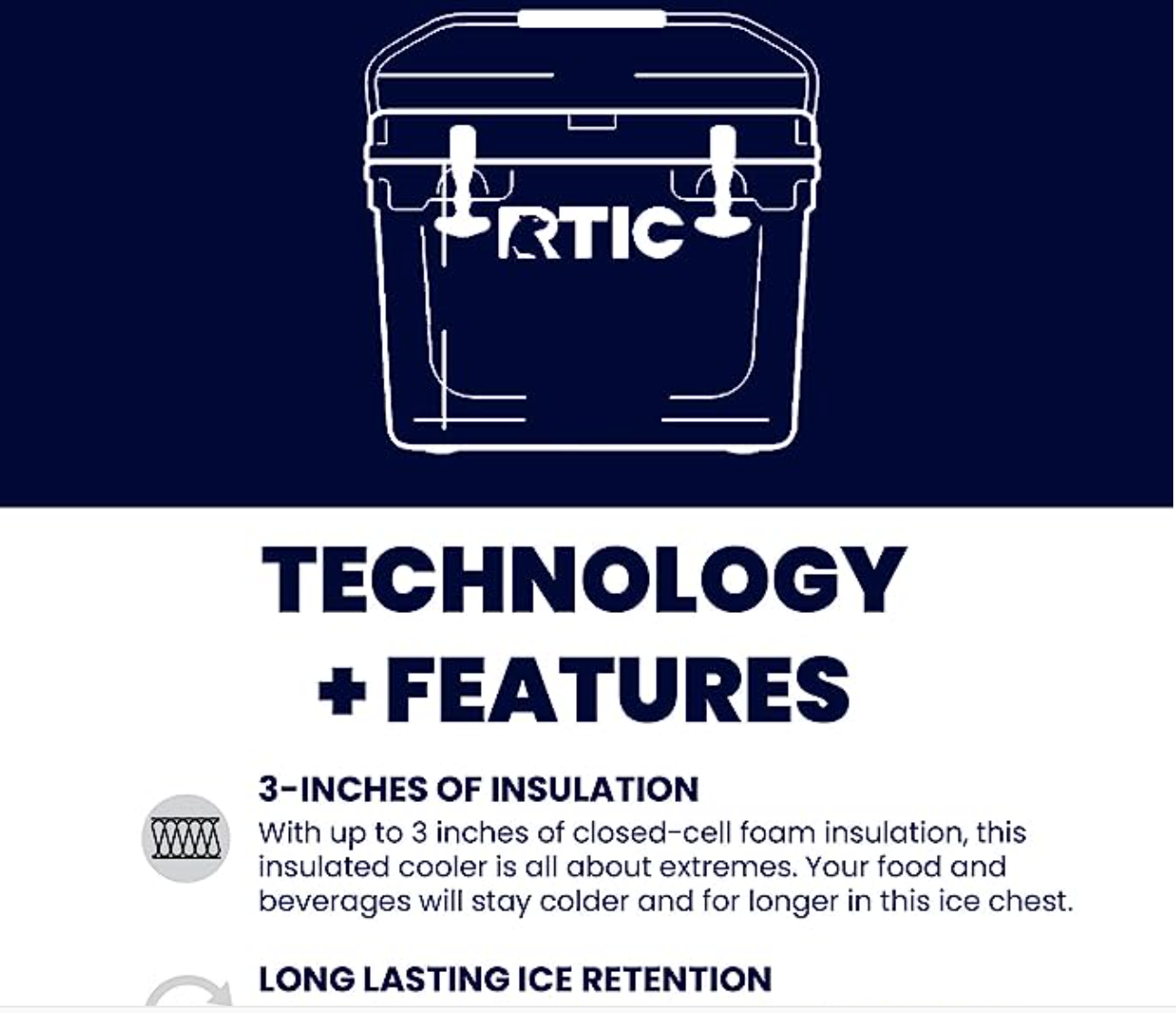 RTIC 45 QT Hard Cooler Insulated Portable Ice Chest Box