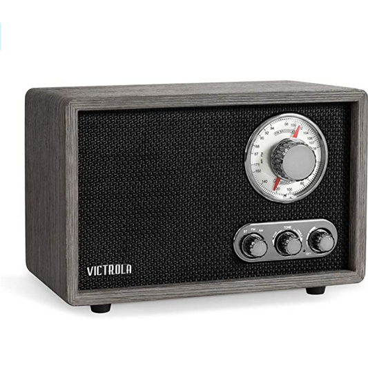 Victrola Linden Wood Bluetooth Radio, Grey,