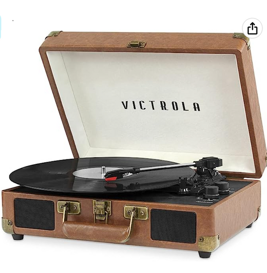 Victrola Vintage 3-Speed Bluetooth Portable Suitcase Record Player with Built-in Speakers