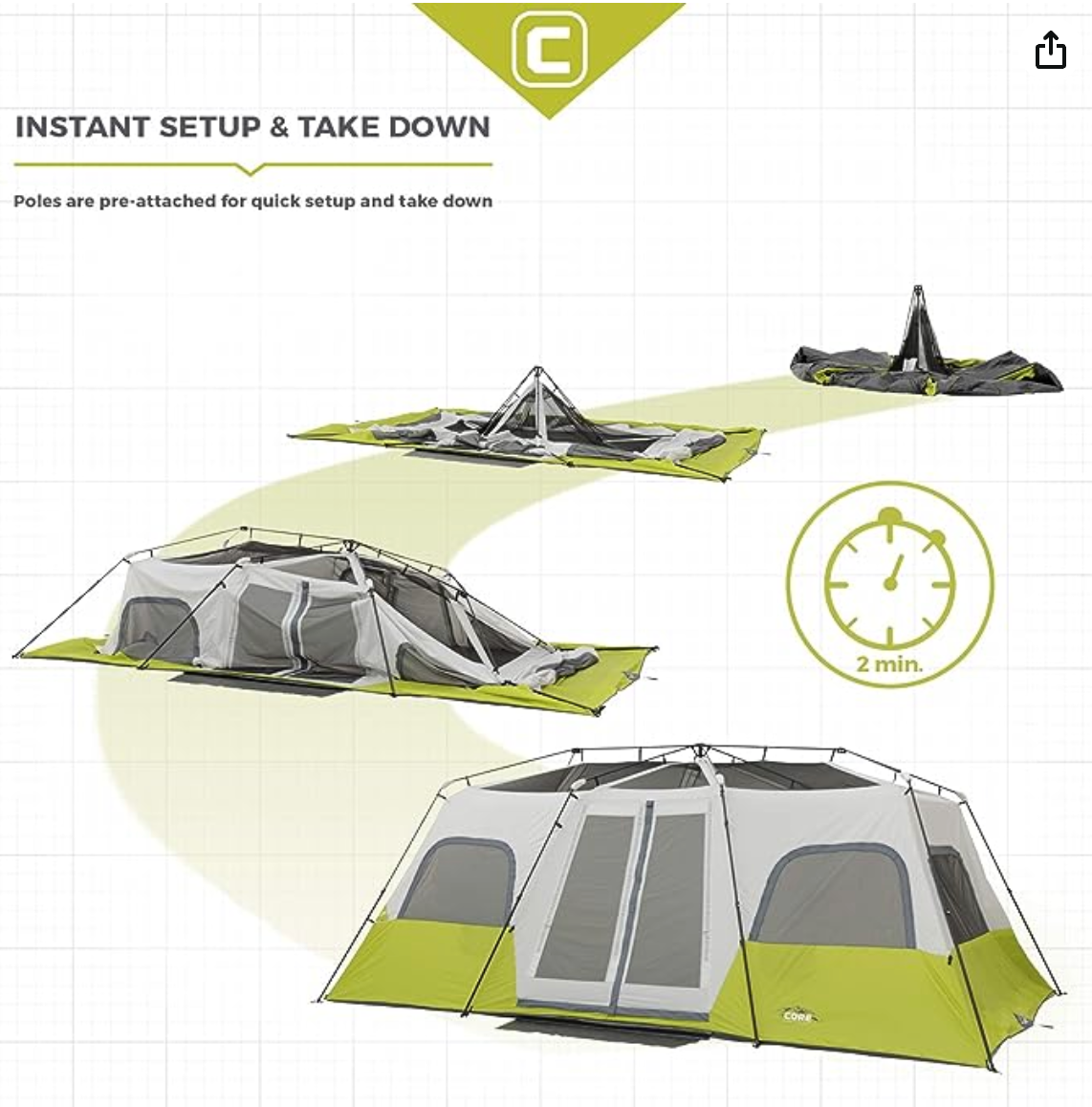 CORE 12 Person Instant Cabin Tent Bundle