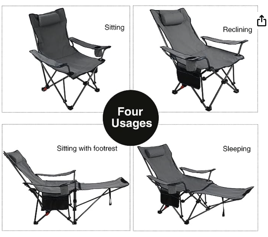 REDCAMP Camping Chair with Removable Footrest