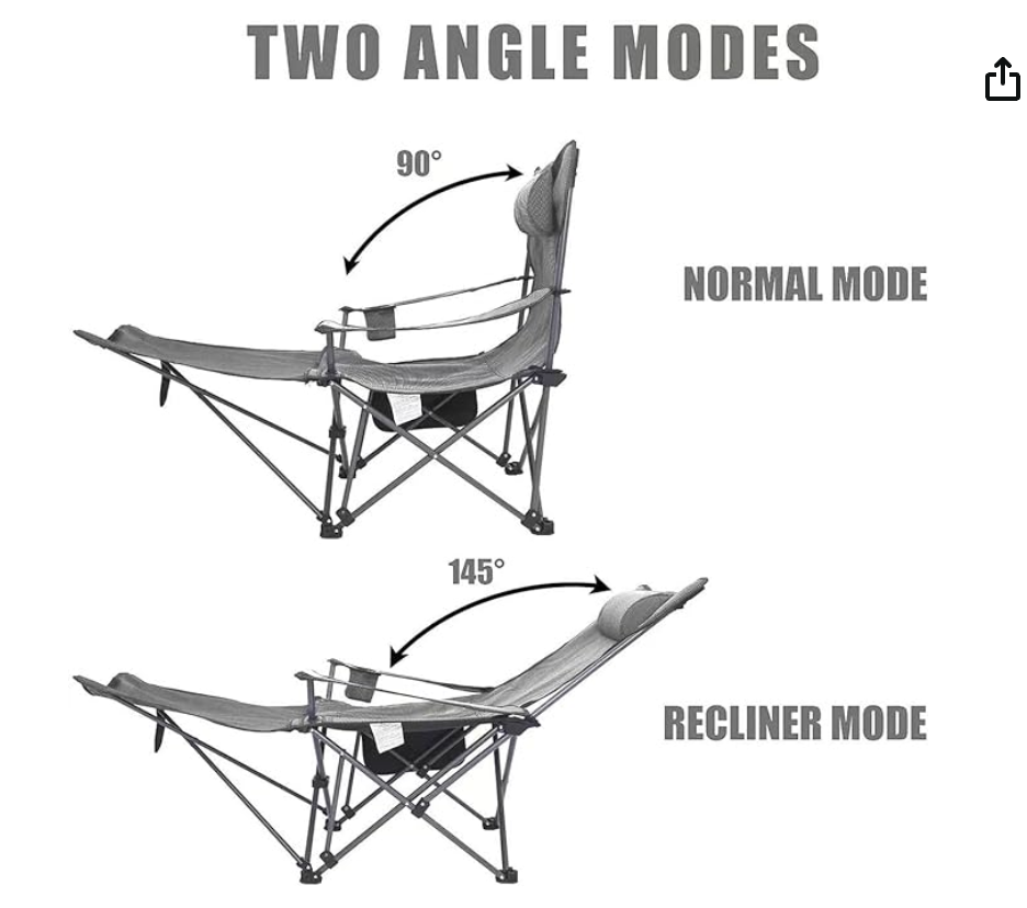 REDCAMP Camping Chair with Removable Footrest