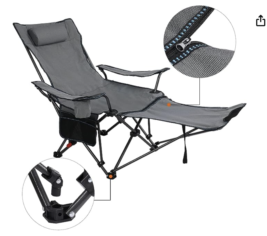 REDCAMP Camping Chair with Removable Footrest