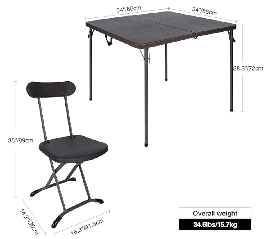 REDCAMP Camping Folding Card Table and Chair Set