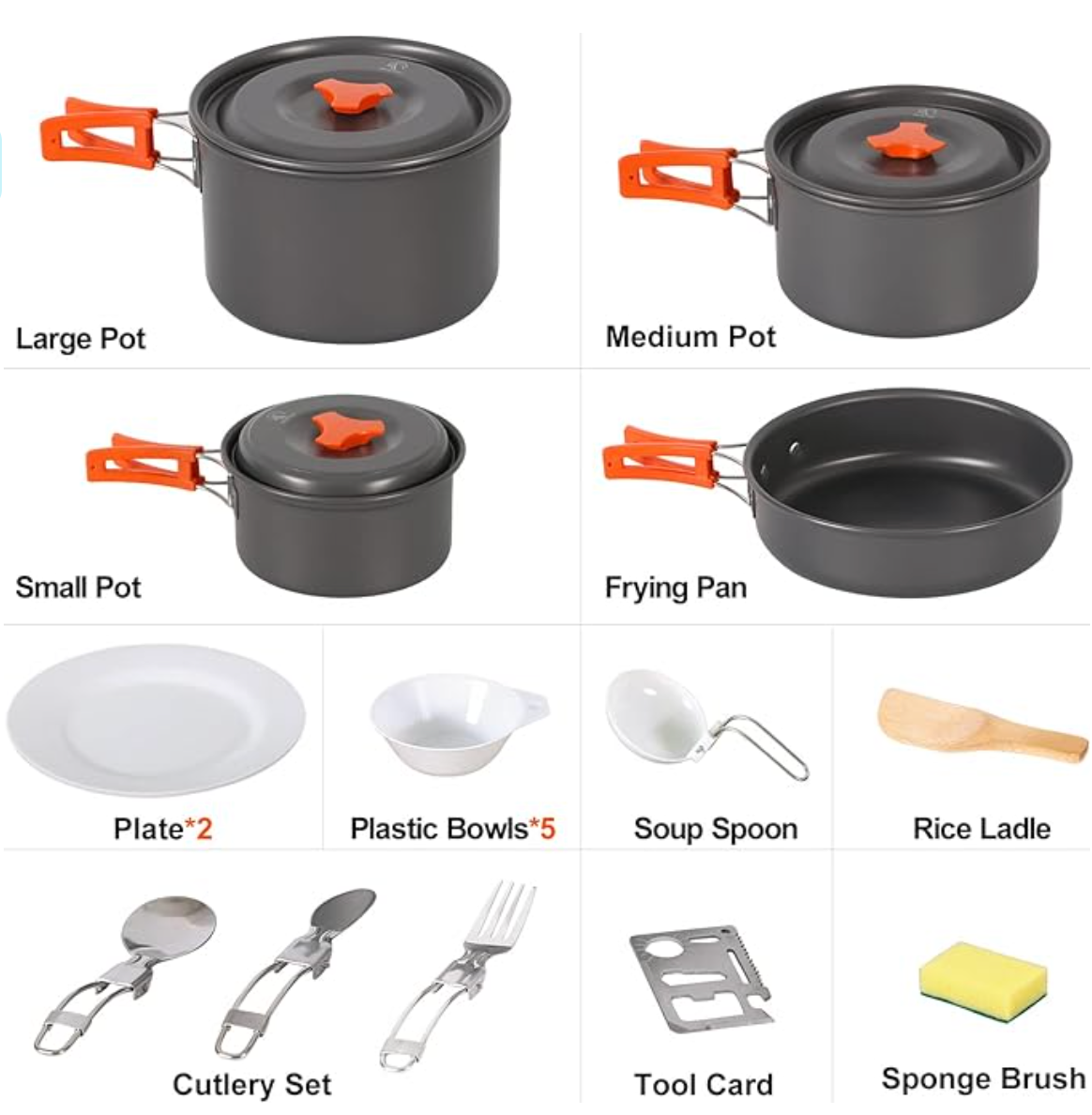 REDCAMP 22 PCS Camping Cookware Mess Kit