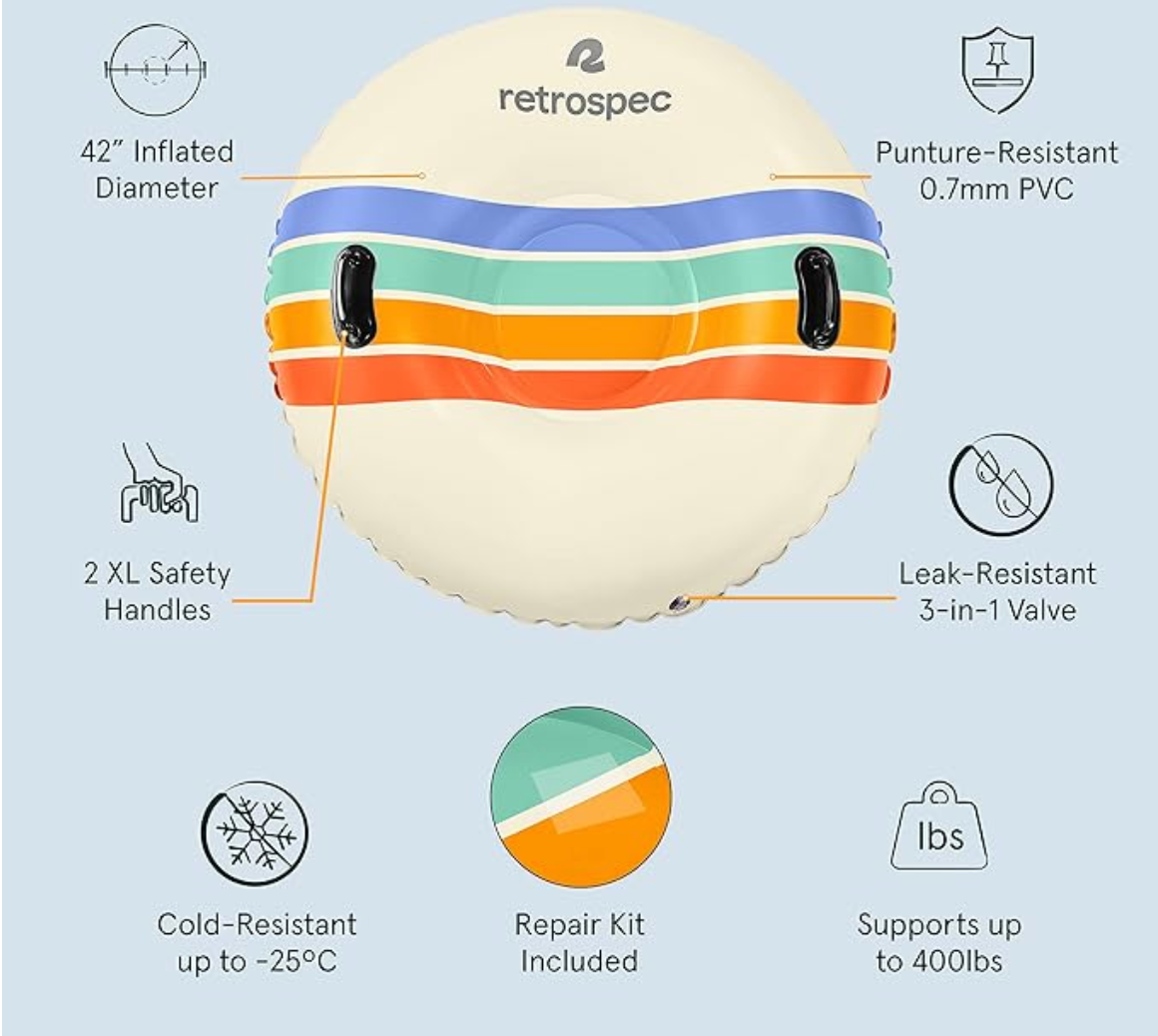 Retrospec Snowslide 42” Inflatable Snow Tube