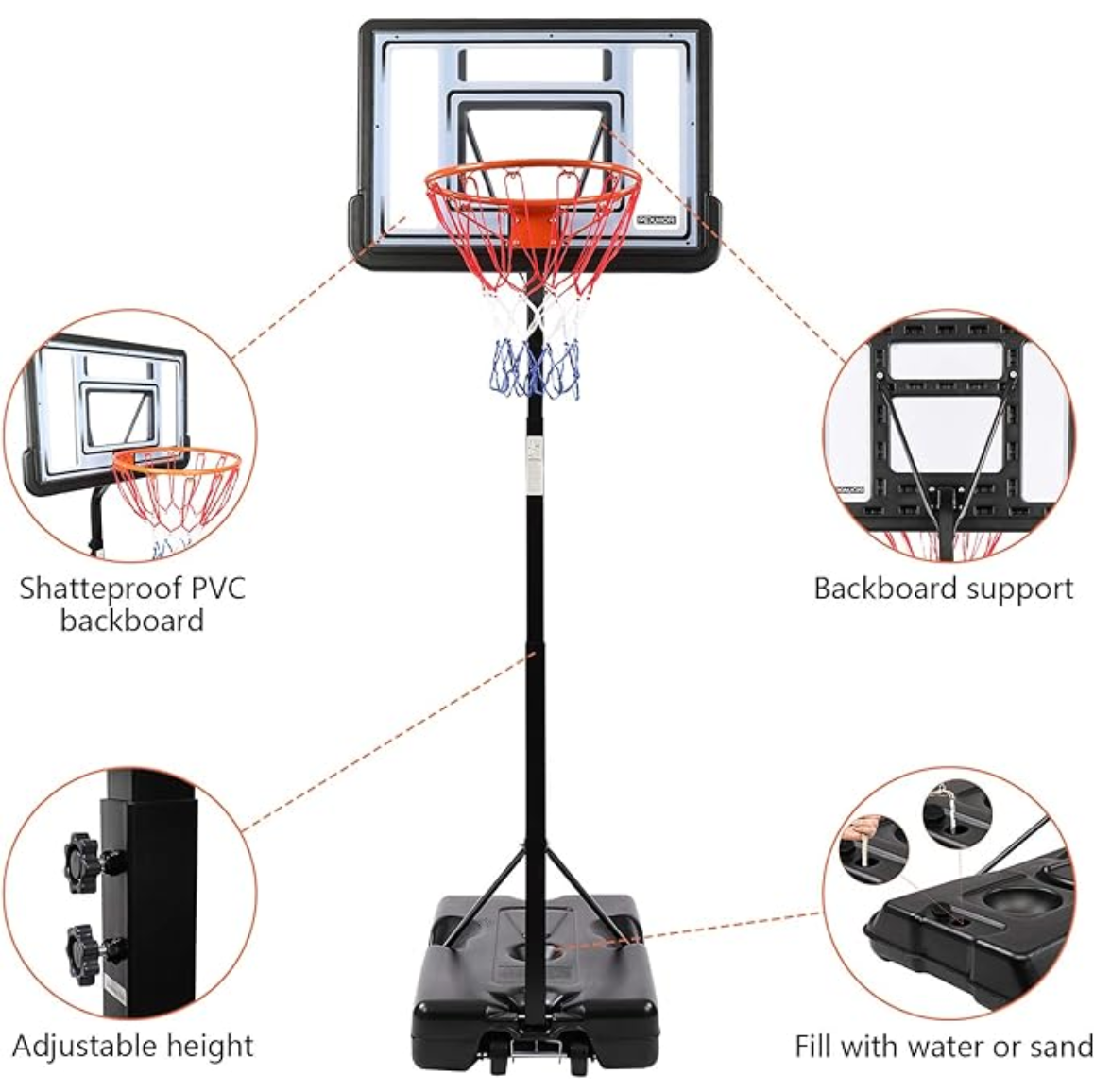 PEXMOR Portable Basketball Hoop Goal System