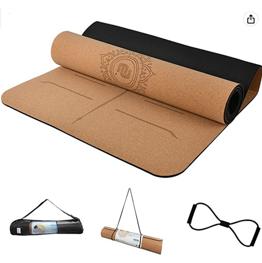 Numat Cork Yoga Mat 6mm (1/4 inch) Thick 72 x 24 in