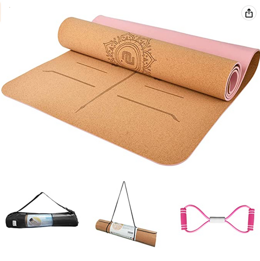 Numat Cork Yoga Mat 6mm (1/4 inch) Thick 72 x 24 in