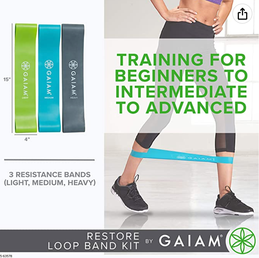 Gaiam Restore Mini Band Kit, Set of 3, Light, Medium, Heavy