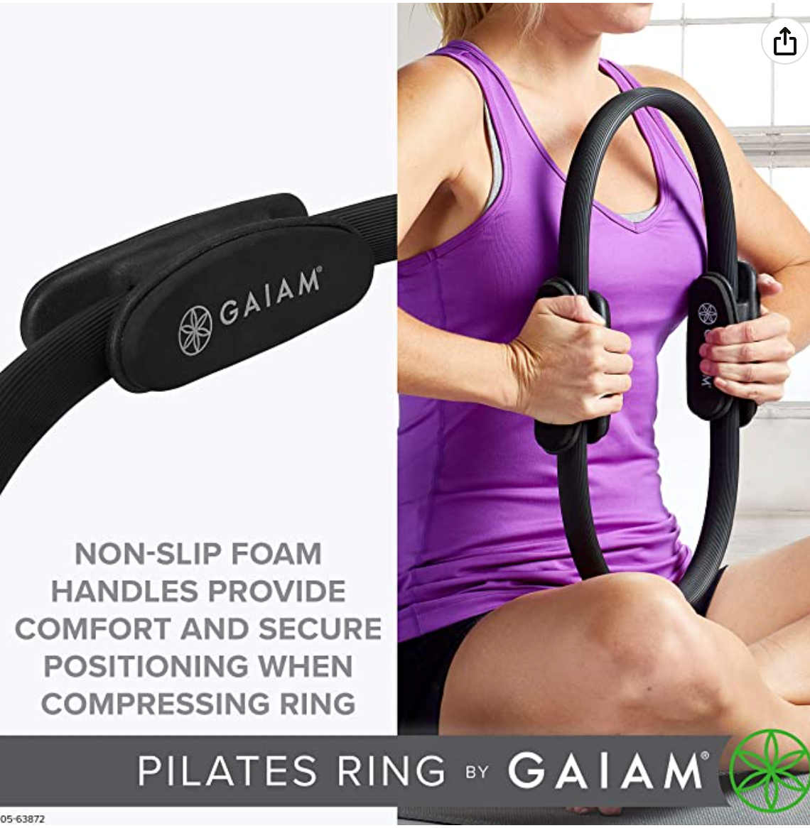 Gaiam Pilates Ring 15" Fitness Circle - Lightweight & Durable Foam Padded Handles