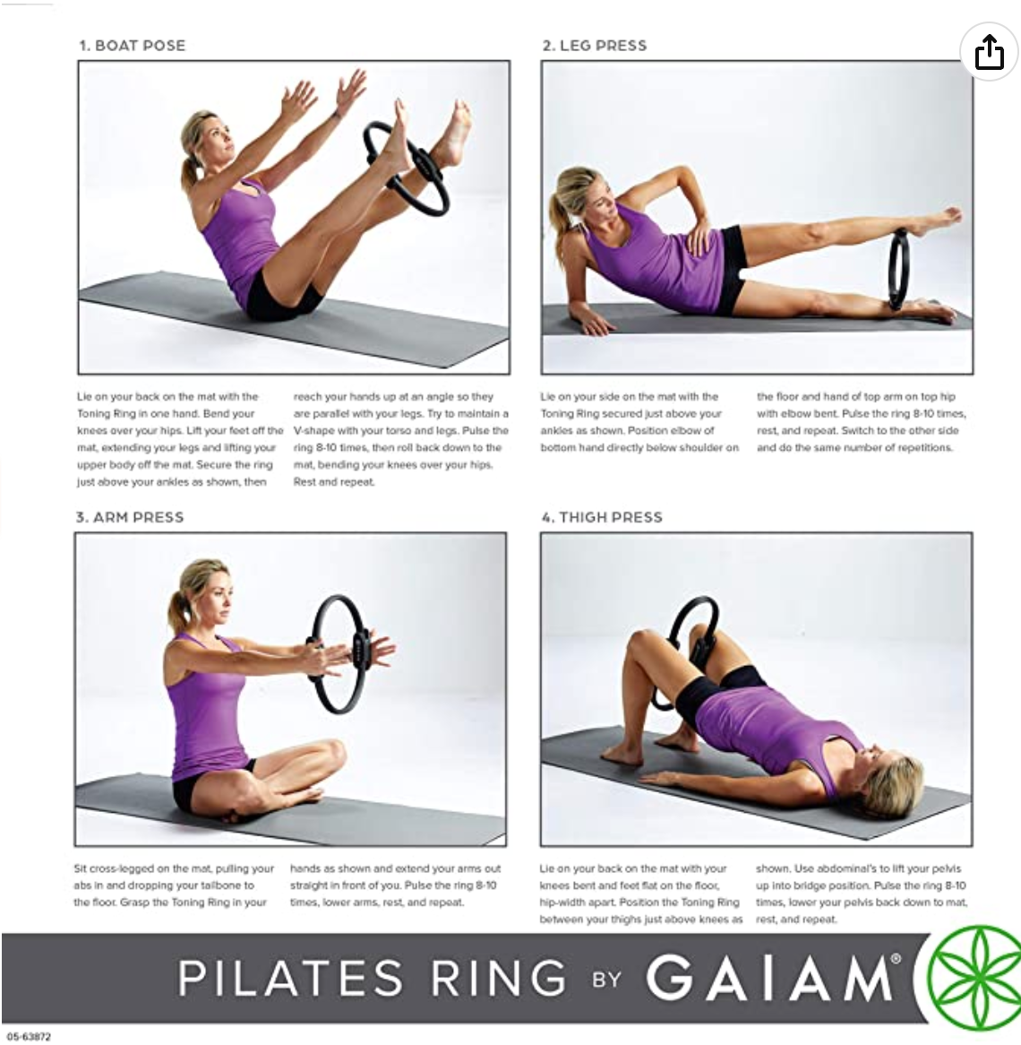 Gaiam Pilates Ring 15" Fitness Circle - Lightweight & Durable Foam Padded Handles