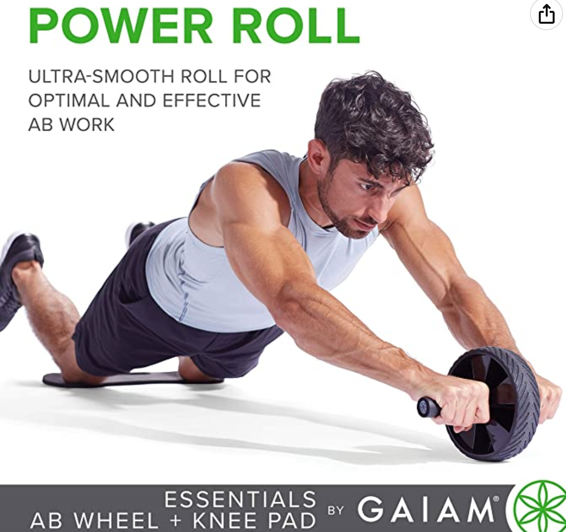 Gaiam Essentials Ab Roller Wheel + Knee Pad, Abs Exercise Equipment