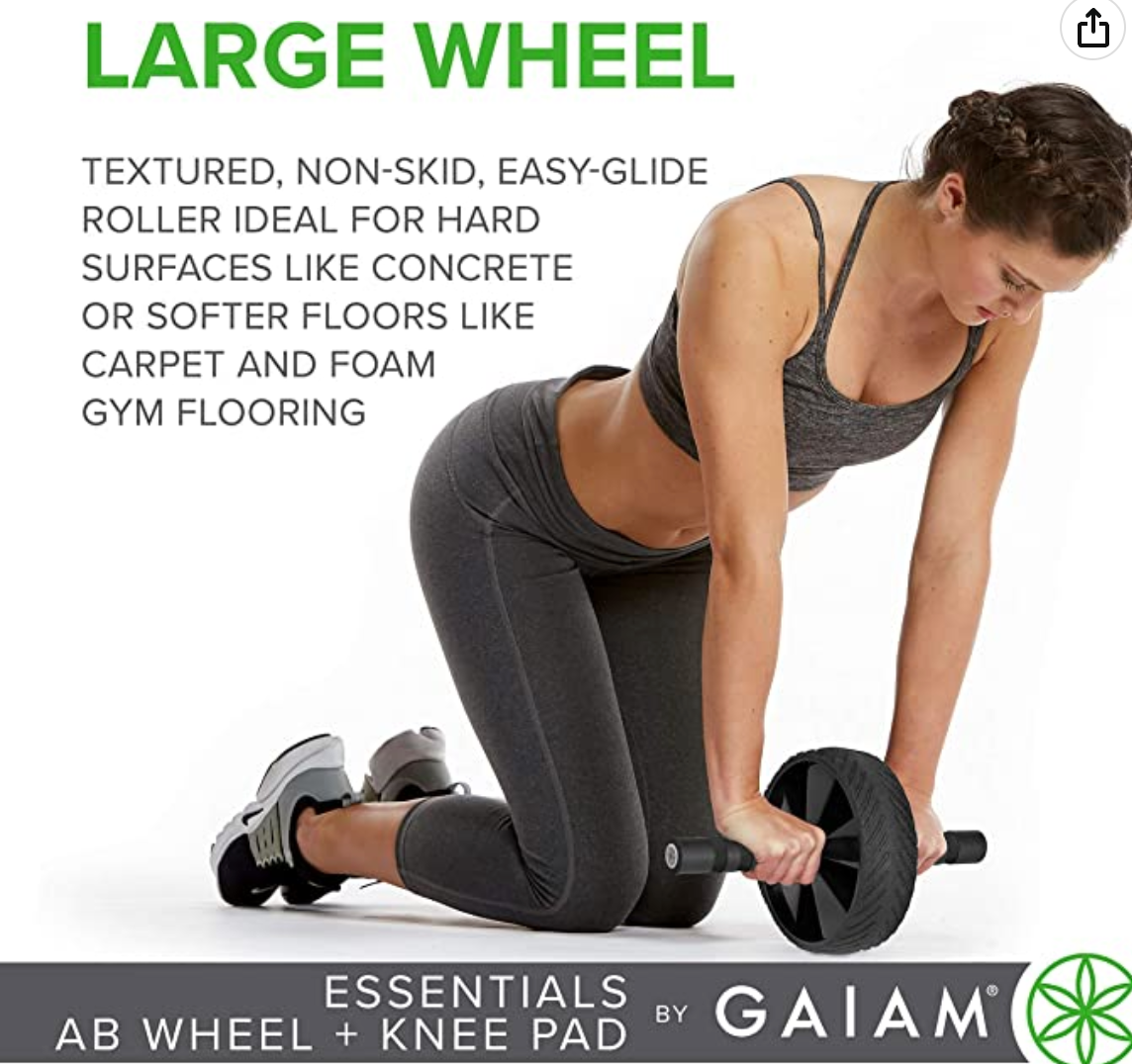 Gaiam Essentials Ab Roller Wheel + Knee Pad, Abs Exercise Equipment