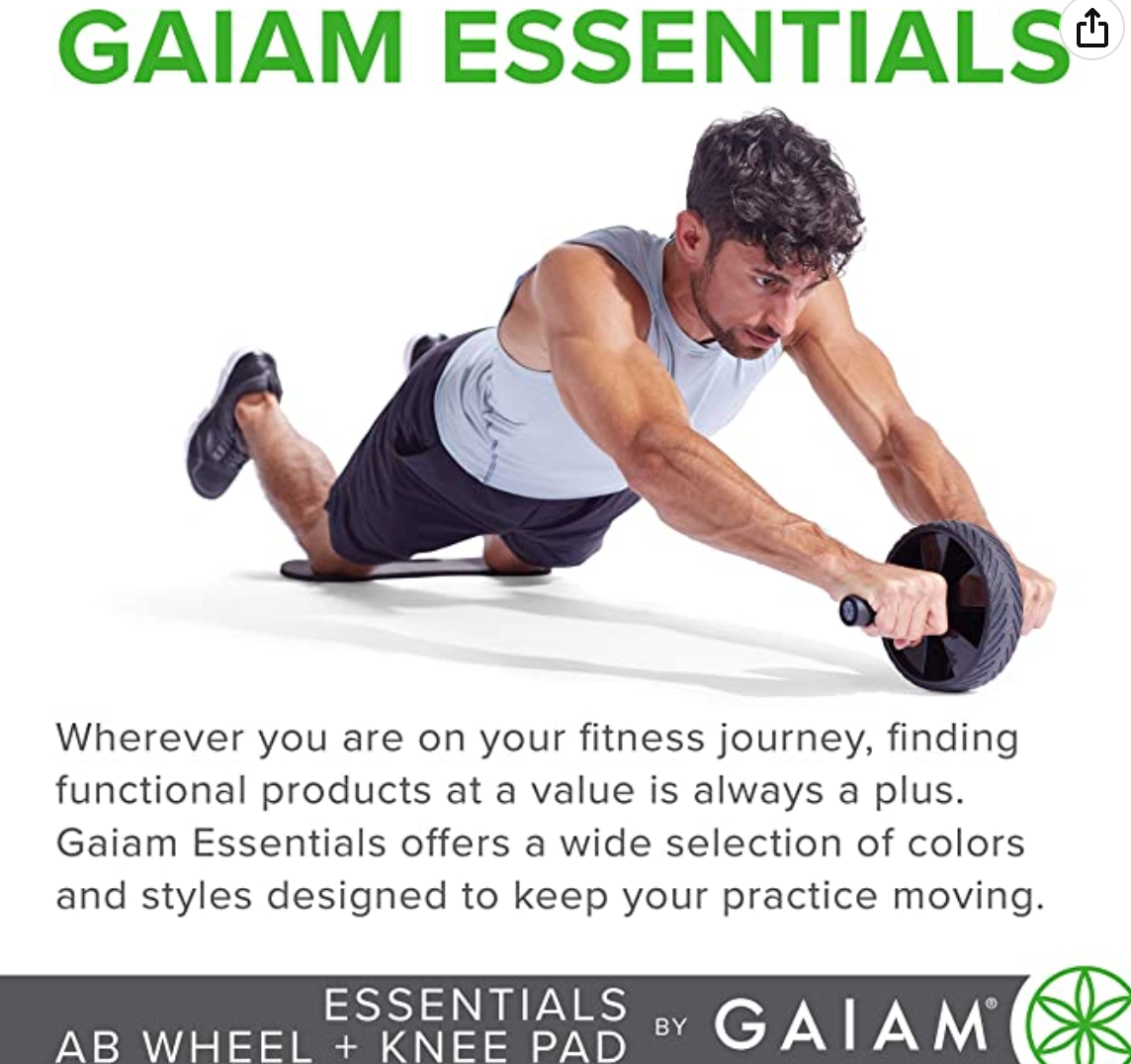 Gaiam Essentials Ab Roller Wheel + Knee Pad, Abs Exercise Equipment