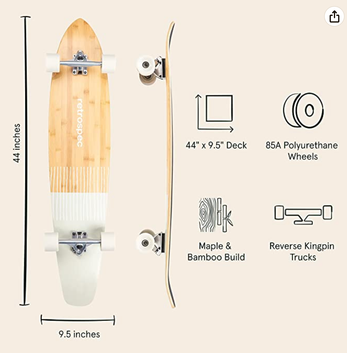 Retrospec Zed Longboard Skateboard Complete Cruiser