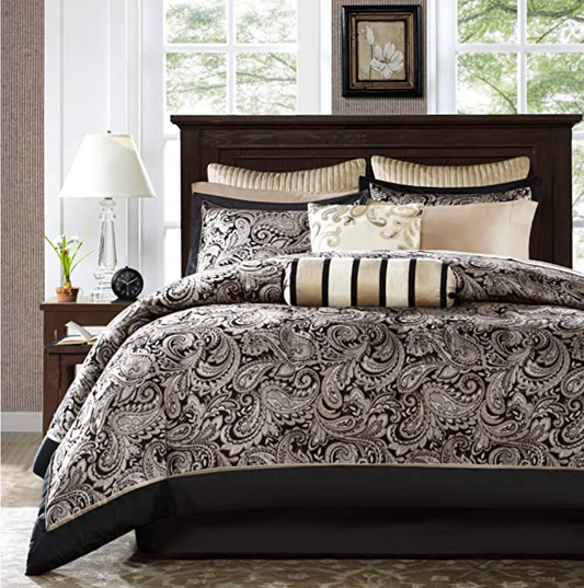 Madison Park Aubrey Cozy Comforter Set, Faux Silk Jacquard Paisley Design