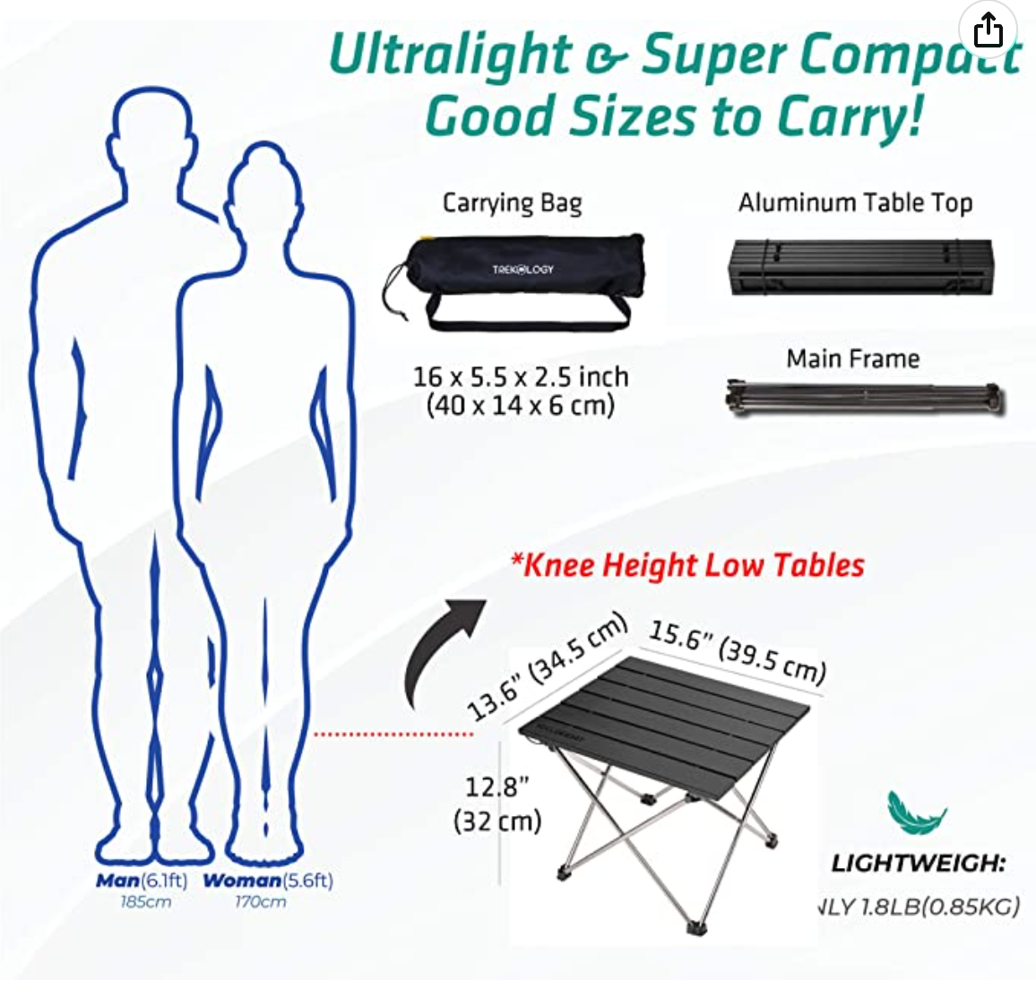 Trekology Camp Table, Small Folding Table Portable Table