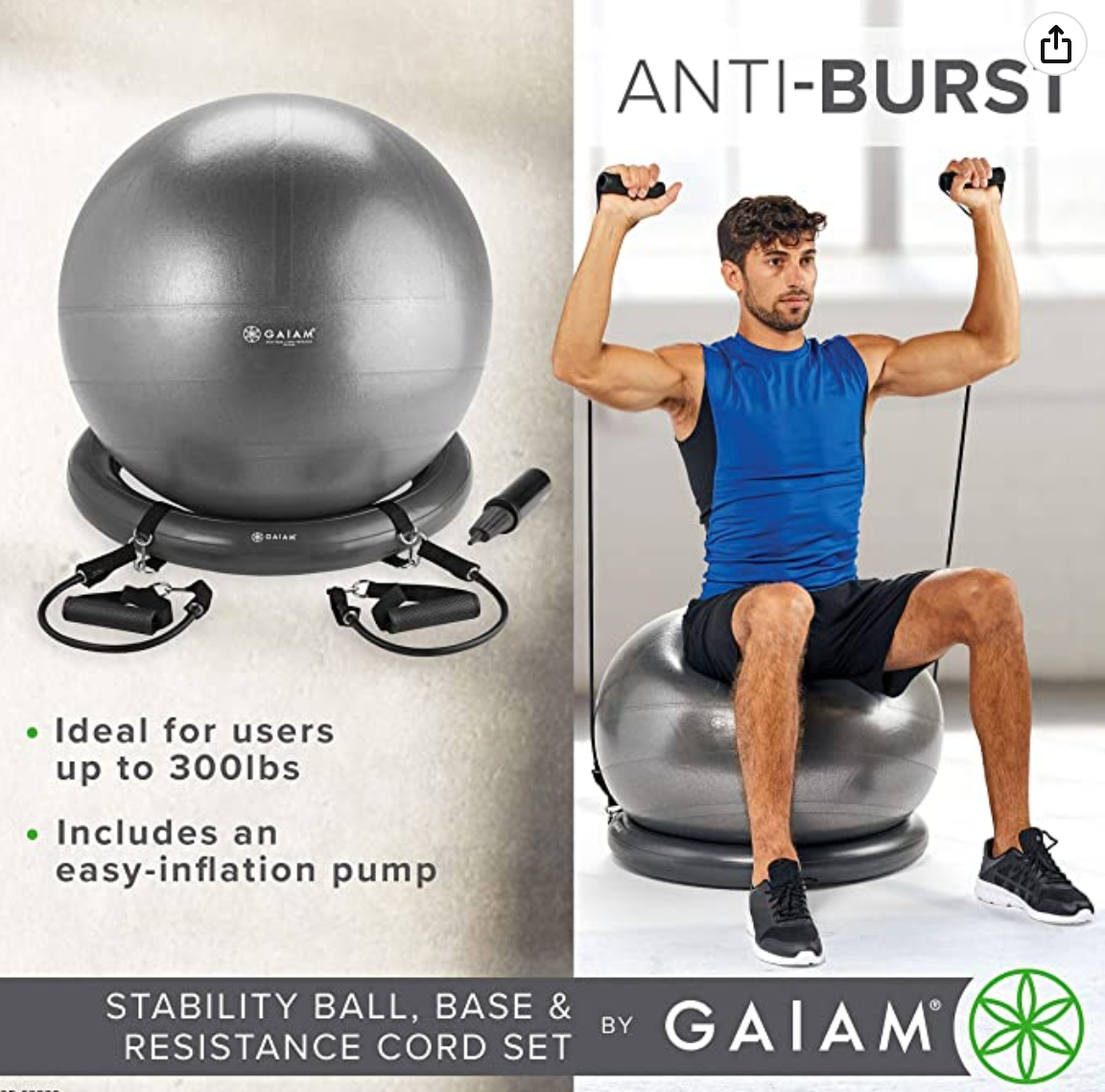 Gaiam Essentials Balance Ball & Base Kit