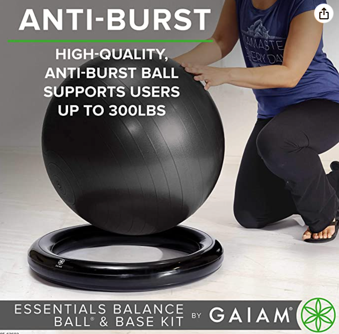 Gaiam Essentials Balance Ball & Base Kit, 65cm Yoga Ball Chair