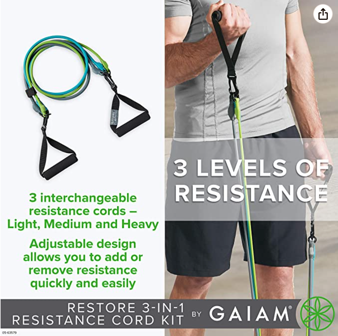 Gaiam Restore 3-in-1 Resistance Band Kit